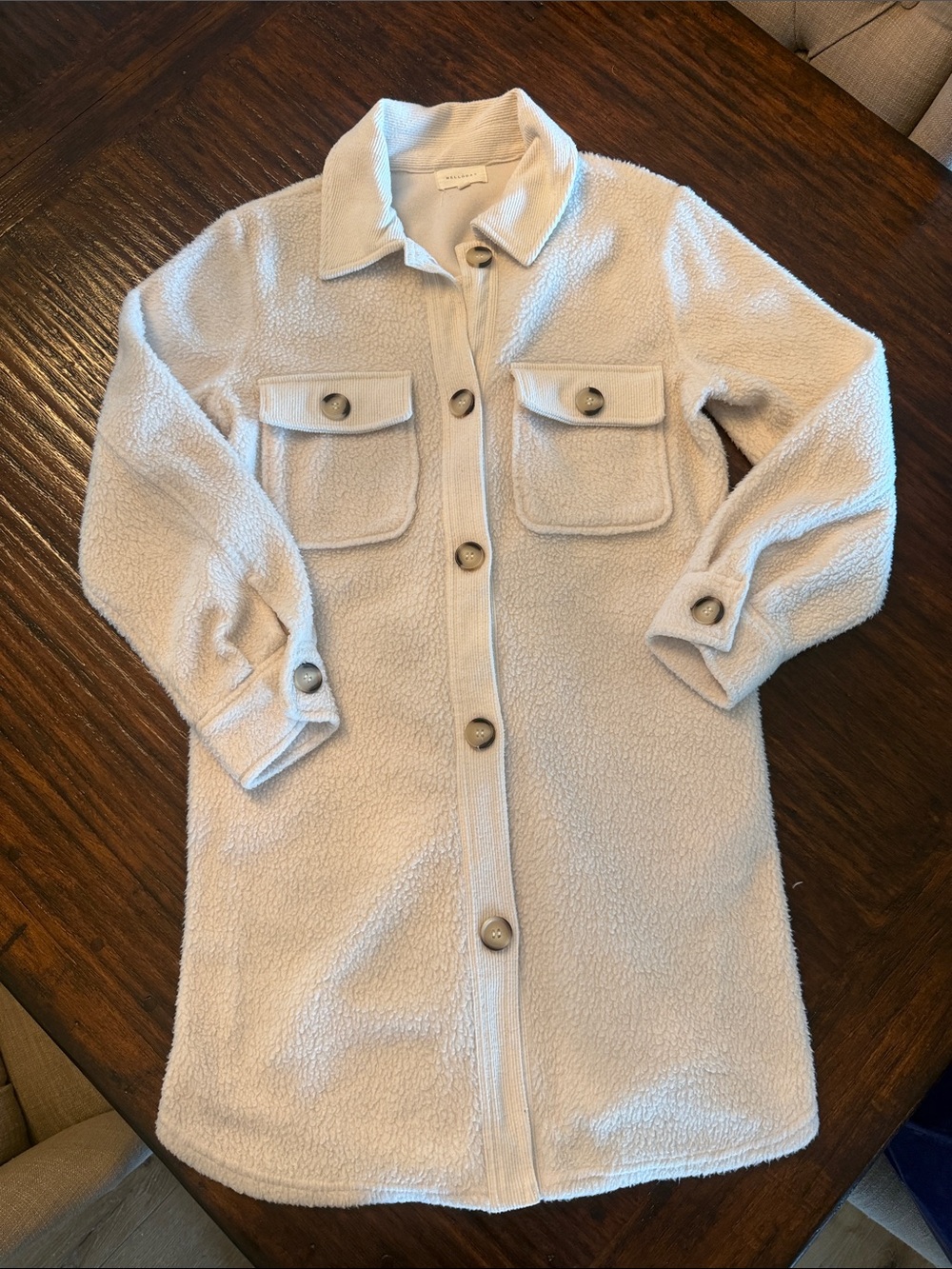 MELLODAY Cream Sherpa Button-Front Shacket